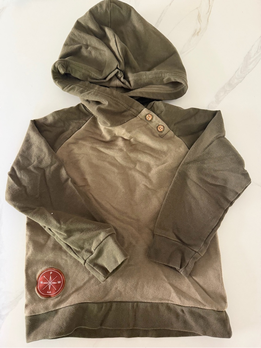 PNW Kids Toddler Olive Hooded Pullover Sweatshirt